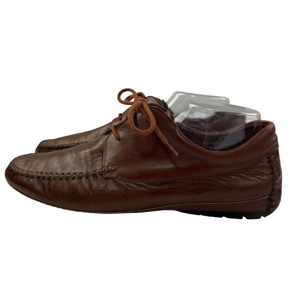 Moreschi Italy Lace Up Oxford Driving Shoes Men 10.5 Brown Leather